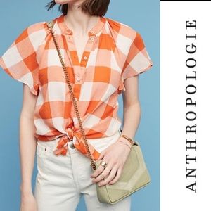Anthropologie - Gingham Flutter Top
